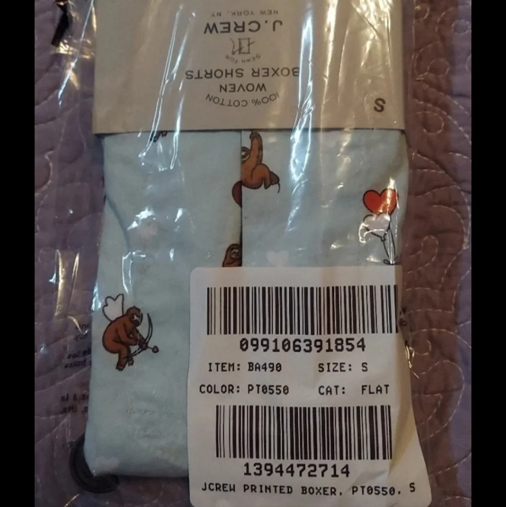 J.CREW SLOTHS & HEARTS BOXERS SMALL IN BLUE LAKE  Small 29-31